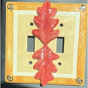 Leaves Double Toggle Switch Plate Hand Made By Artisan Ceramic Nature Leaves